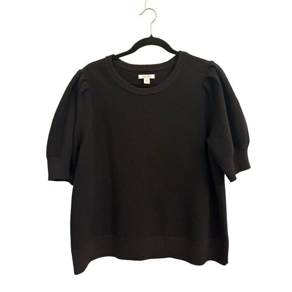 Nine West Short Puff Sleeve Sweater XXL Black - Picture 1 of 6